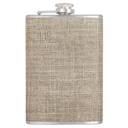 Photo of Burlap Fabric 8 oz Vinyl Wrapped Flask