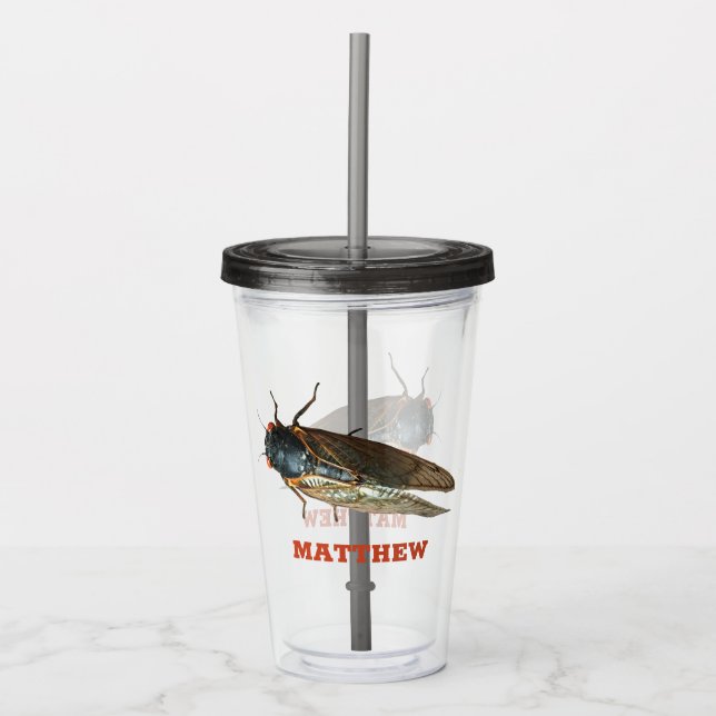 Photo of Cicada Bug, Insect Personalized Acrylic Tumbler (Front)