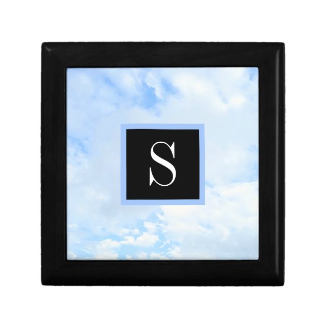 Photo of Cloudy Light Blue Sky with Single Initial Gift Box (Front)