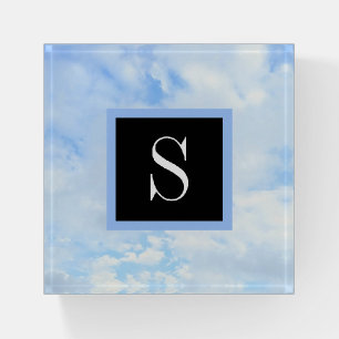 Photo of Cloudy Light Blue Sky with Single Initial Paperweight