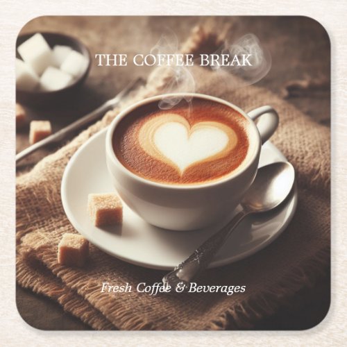 Photo of coffee cup Heart Square Paper Coaster