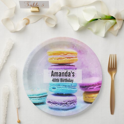 Photo of Colorful Delicious Macarons Birthday Paper Plates