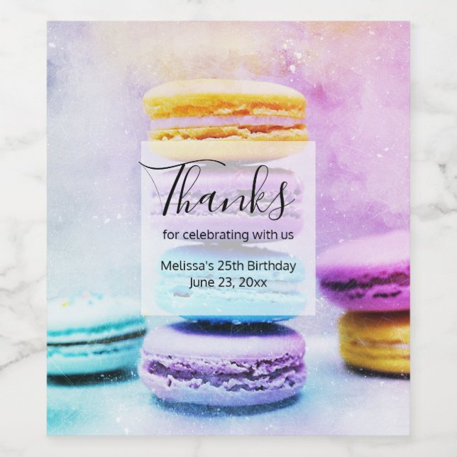 Photo of Colorful Delicious Macarons Birthday Wine Label (Single Label)