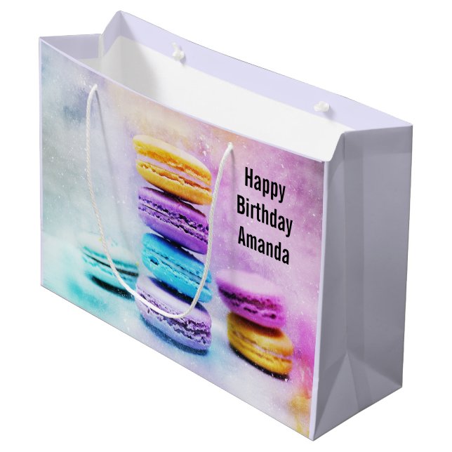 Photo of Colorful Delicious Macarons Large Gift Bag (Front Angled)