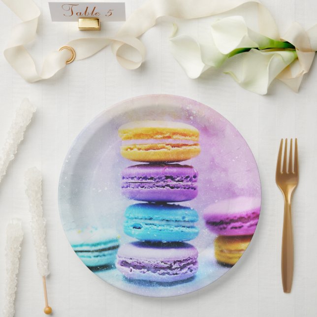 Photo of Colorful Delicious Macarons Paper Plates (Wedding)