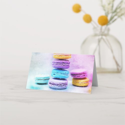 Photo of Colorful Delicious Macarons Place Card