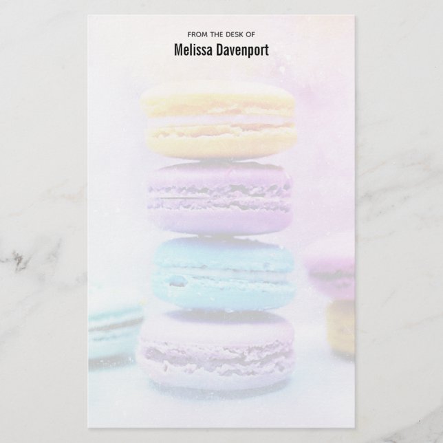 Photo of Colorful Delicious Macarons Stationery (Front)