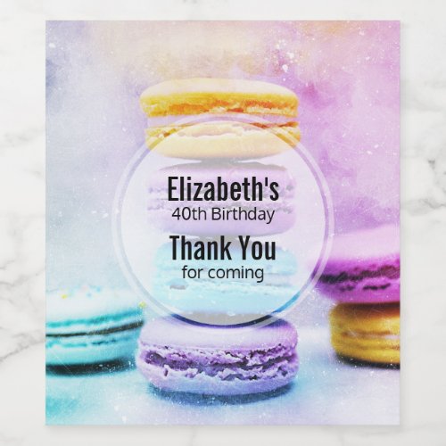 Photo of Colorful Delicious Macarons Thank You Wine Label