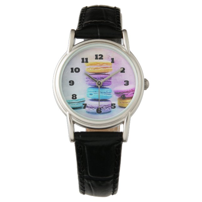 Photo of Colorful Delicious Macarons Watch (Front)