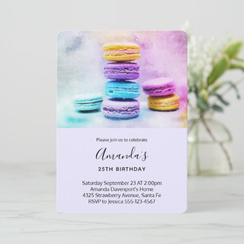 Photo of Colorful Macarons Birthday Invitation