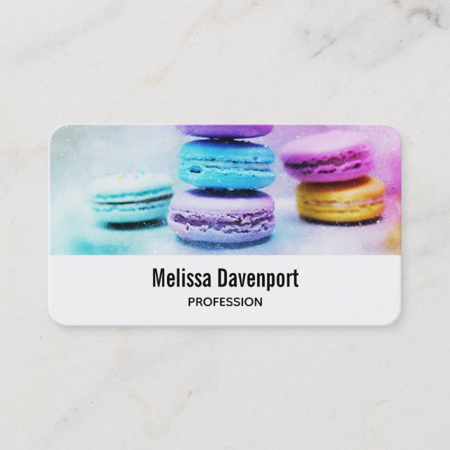 Photo of Colorful Macarons Business Card (Front)