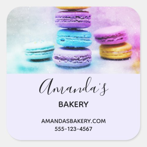 Photo of Colorful Macarons Business Square Sticker