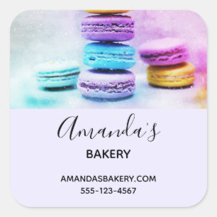 Photo of Colorful Macarons Business Square Sticker