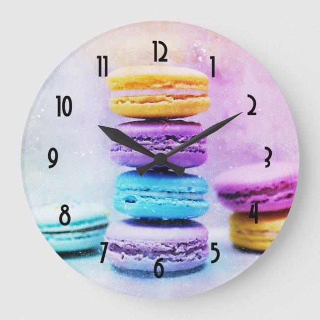 Photo of Colorful Macarons Large Clock (Front)