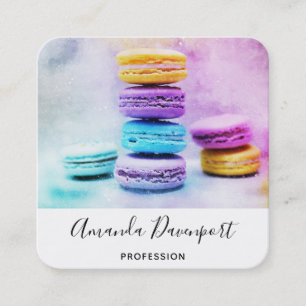 Photo of Colorful Macarons Square Business Card
