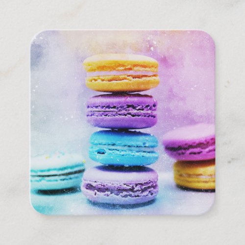 Photo of Colorful Macarons Square Business Card
