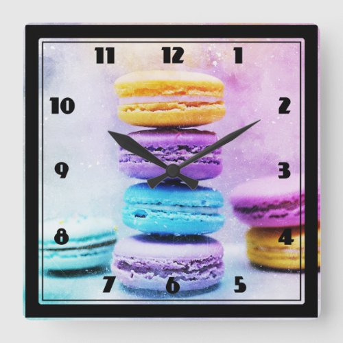 Photo of Colorful Macarons Square Wall Clock