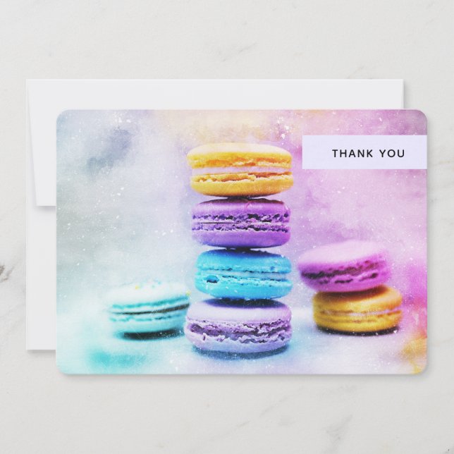 Photo of Colorful Macarons Thank You Card (Front)