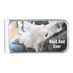 Photo of Cute Dog Best Dad Ever Silver Finish Mone Silver Finish Money Clip