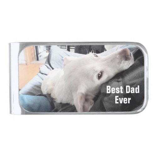 Photo of Cute Dog Best Dad Ever Silver Finish Mone Silver Finish Money Clip