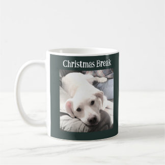 Photo of Cute Dog Christmas Break Green Coffee Mug