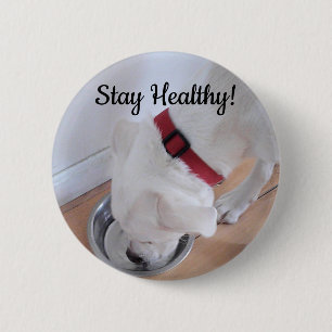 Photo of Cute Dog Drinking Water Motivational Button