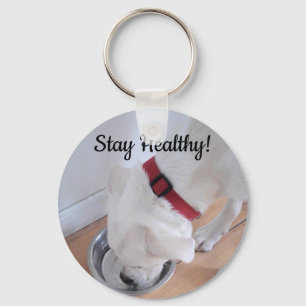 Photo of Cute Dog Drinking Water Motivational Keyc Keychain