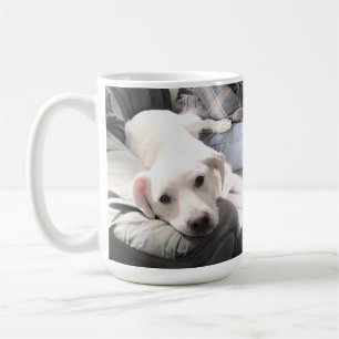 Photo of Cute Dog Sitting With Best Friend Blue Coffee Mug