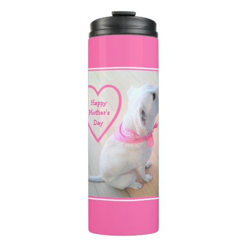 Photo of Cute Dog Wearing Pink Scarf Mothers Day Thermal Tumbler