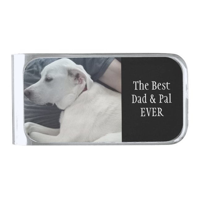 Photo of Cute Dog with Best Pal Ever Black Silver Finish Money Clip (Front)