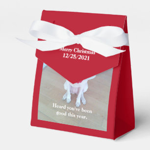Photo of Cute Dog With Funny Sticking Out Ears Red Favor Boxes
