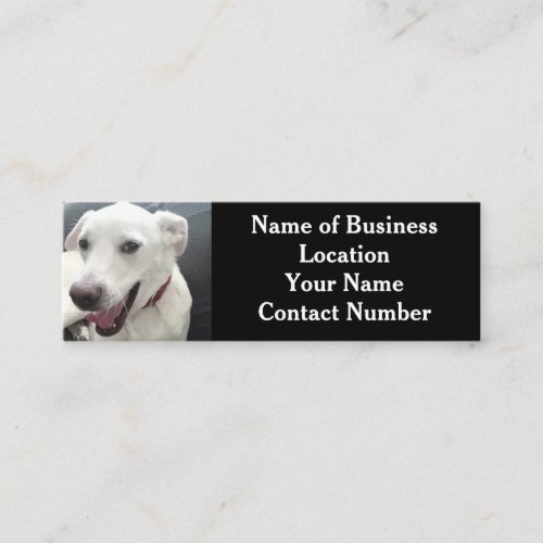 Photo of Cute Funny White Dog Black Mini Business Card