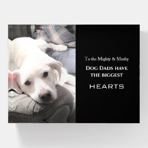 Photo of Cute Lazy Puppy Dog Fathers Day Black Paperweight