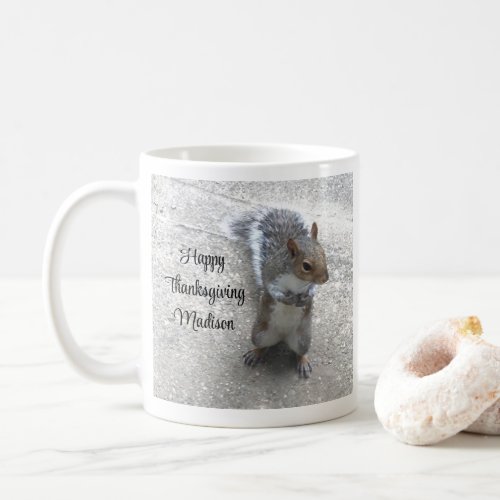 Photo of Cute Little Squirrel with Fluffy Tail Coffee Mug