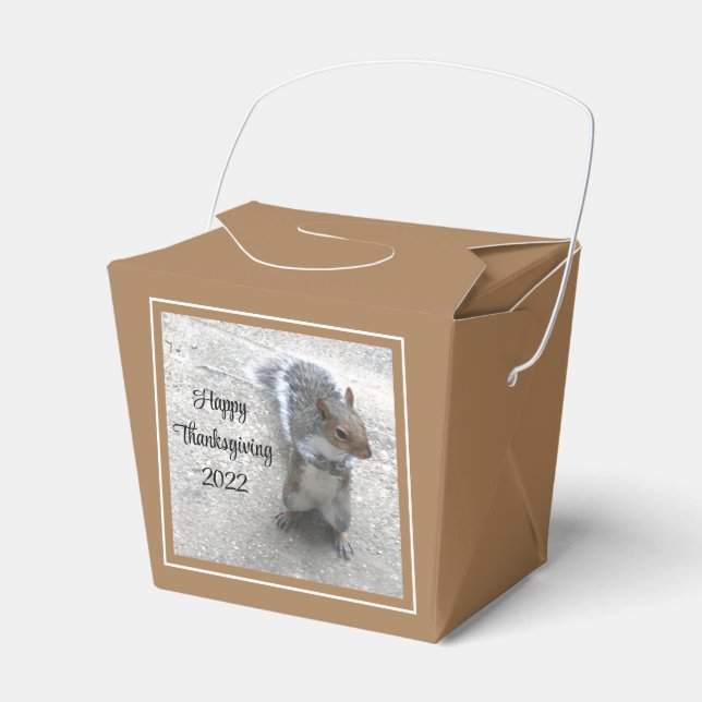 Photo of Cute Little Squirrel with Fluffy Tail Favor Boxes (Front Side)
