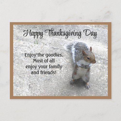 Photo of Cute Little Squirrel with Fluffy Tail Holiday Postcard