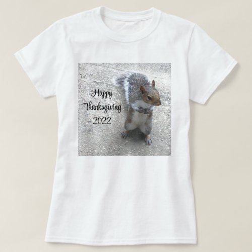 Photo of Cute Little Squirrel with Fluffy Tail T_Shirt