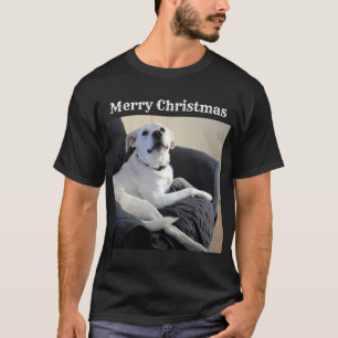 Photo of Cute Talking Dog Add Message Christmas  T-Shirt