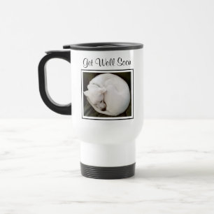 Photo of Cute White Dog Curled Up Get Well Soon Travel Mug