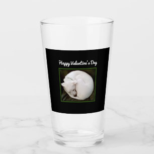 Photo of Cute White Dog Curled Up Valentine's Day Glass