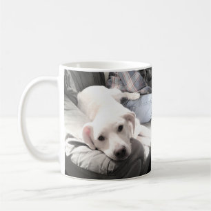 Photo of Cute White Dog Hanging Out with Dad Coffe Coffee Mug