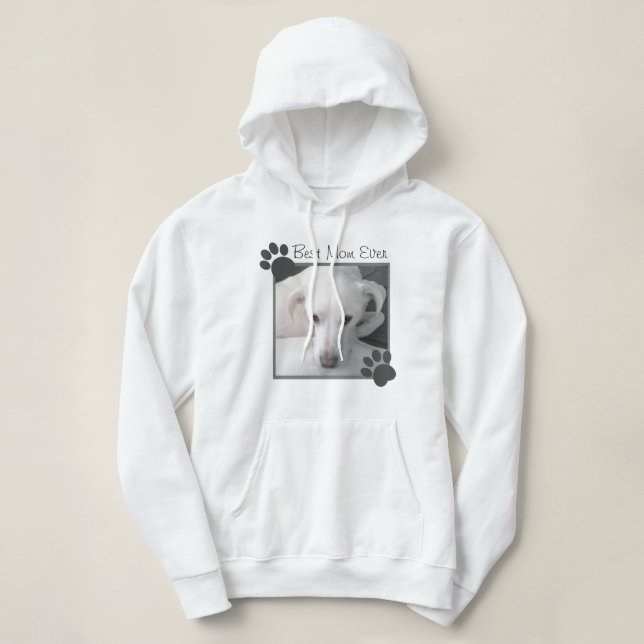 Photo of Cute White Dog Paws Best Mom Hoodie (Design Front)