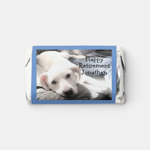Photo of Cute White Puppy Dog Resting With Dad Hershey's Miniatures