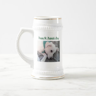 Photo of Cute White Puppy Dog St. Patrick's Day Beer Stein