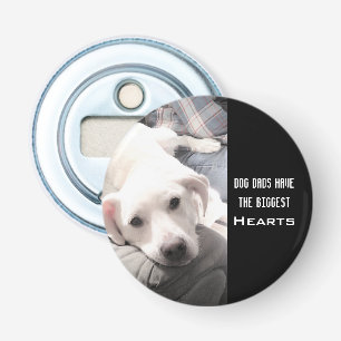 Photo of Cute White Puppy Dog With Dad Best Friend Bottle Opener