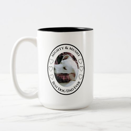 Photo of Dog Dad Hugging Cute Puppy Dog Black Two_Tone Coffee Mug