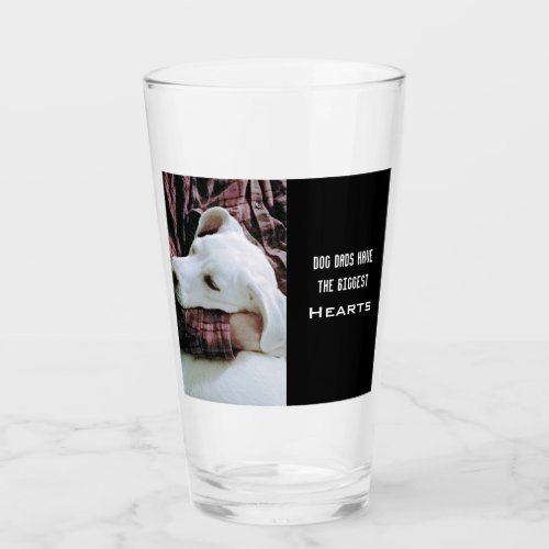 Photo of Dog Dad Hugging Cute White Labrador Mix Glass