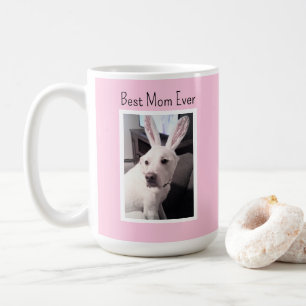 Photo of Dog Wearing Bunny Ears Best Mom Ever Pink Coffee Mug