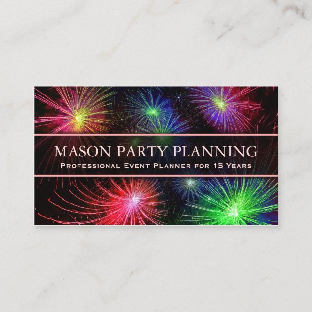 Photo of Fireworks Party Planner - Business Card (Front)