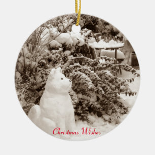 photo of funny akita snow dog snow scene ceramic ornament
